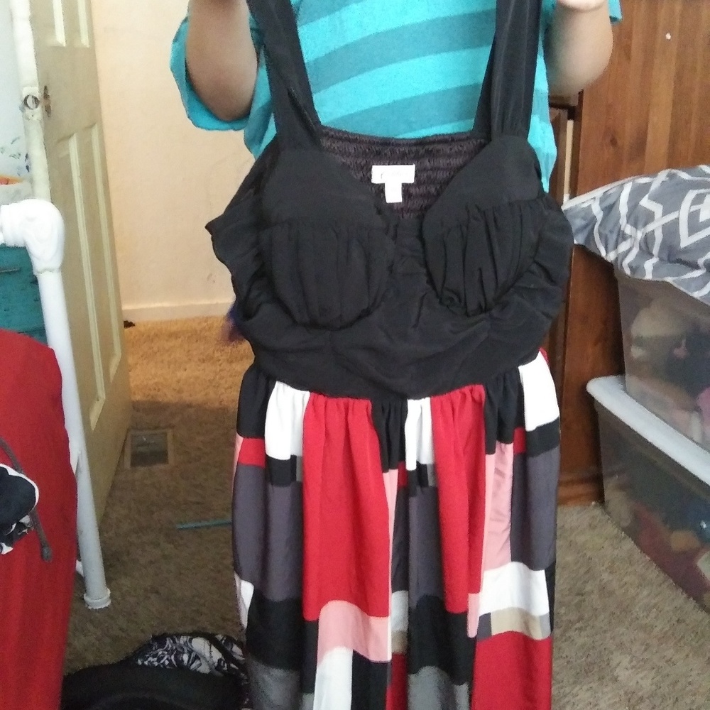 A nice black and red and white type plaid dress